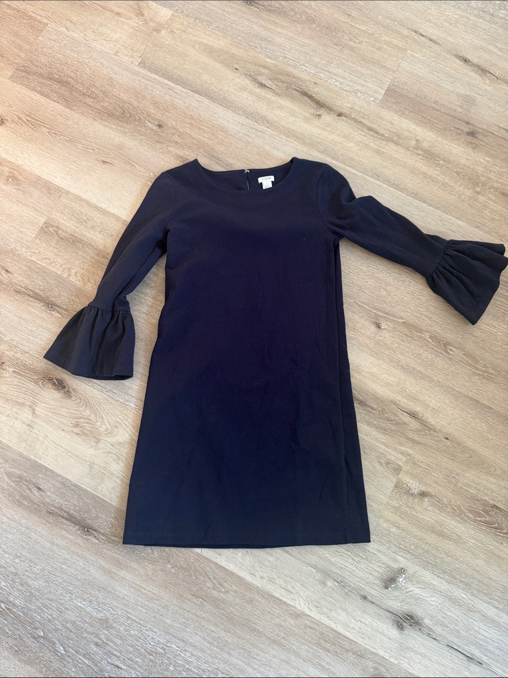 J. Crew Navy Blue Mini Shift Dress with Bell Sleeves